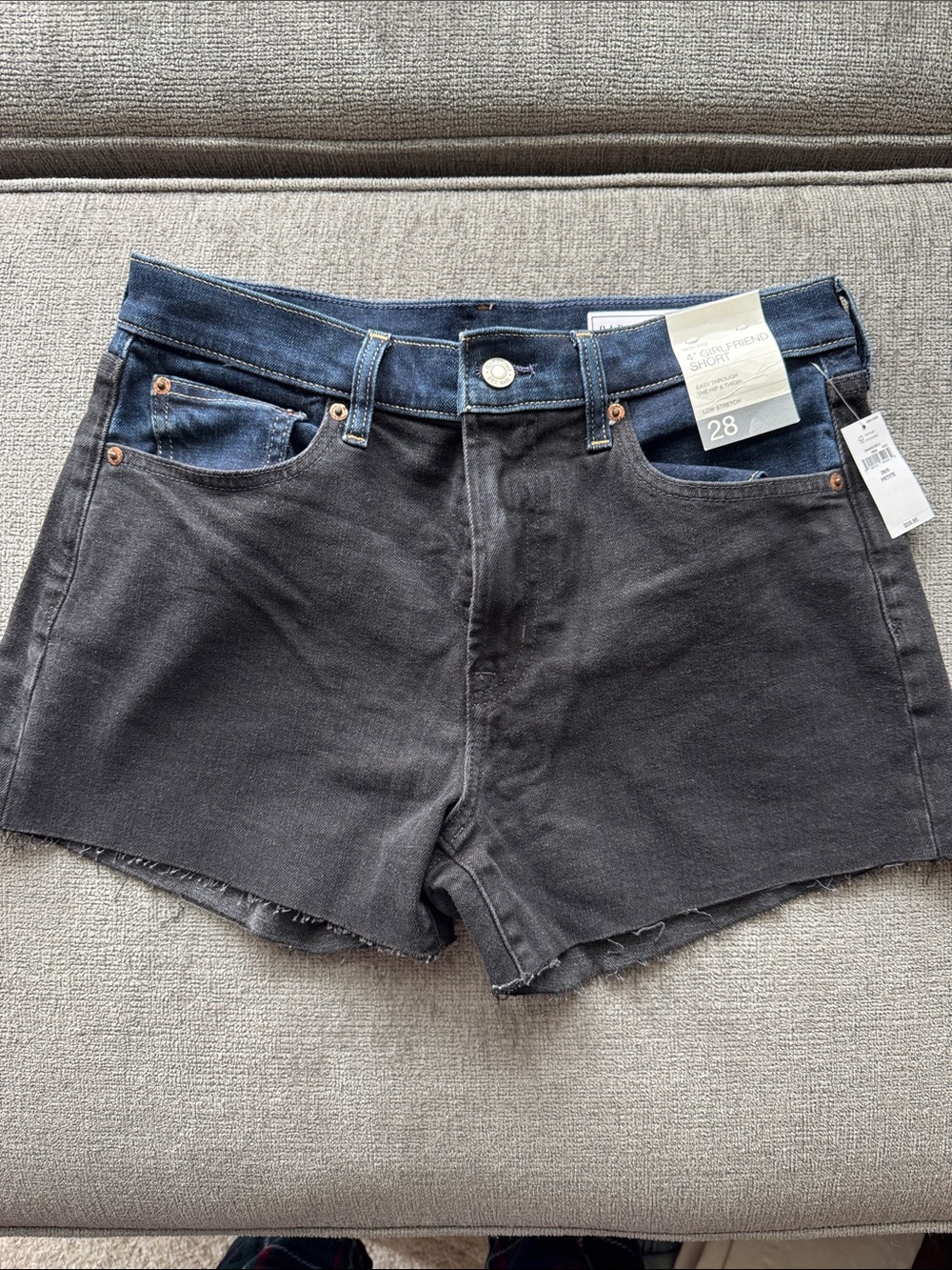GAP Two-Tone Black and Indigo Denim Shorts